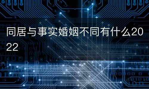 同居与事实婚姻不同有什么2022