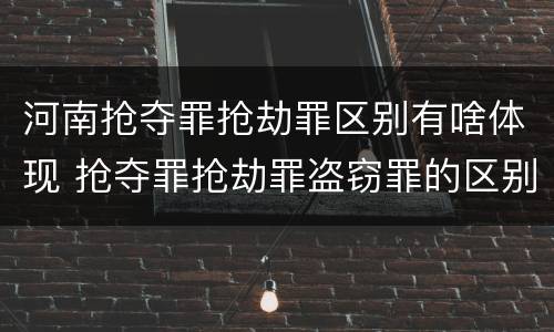 河南抢夺罪抢劫罪区别有啥体现 抢夺罪抢劫罪盗窃罪的区别