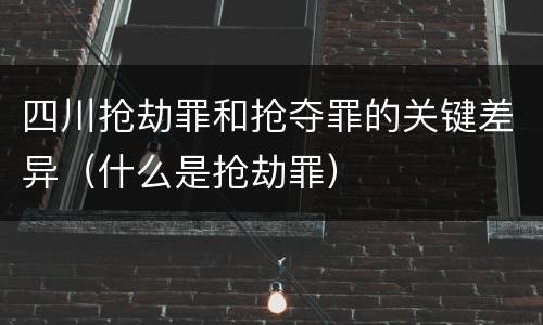 四川抢劫罪和抢夺罪的关键差异（什么是抢劫罪）