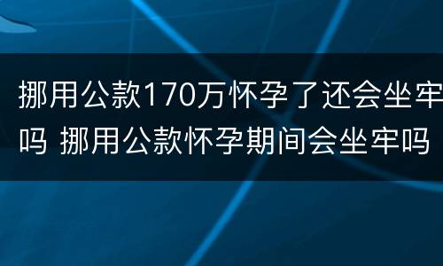 挪用公款170万怀孕了还会坐牢吗 挪用公款怀孕期间会坐牢吗
