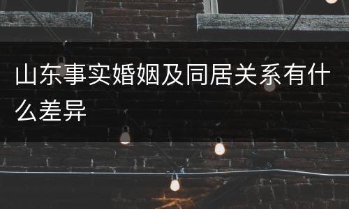 山东事实婚姻及同居关系有什么差异