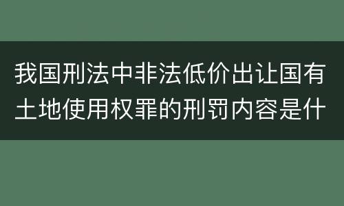 我国刑法中非法低价出让国有土地使用权罪的刑罚内容是什么