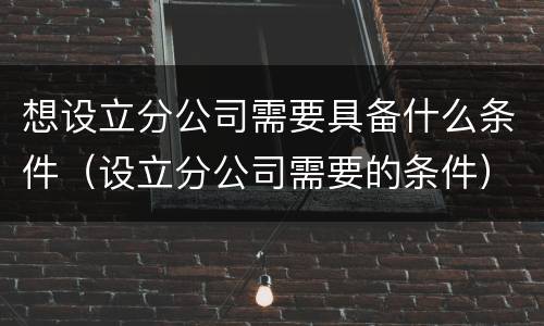 想设立分公司需要具备什么条件（设立分公司需要的条件）