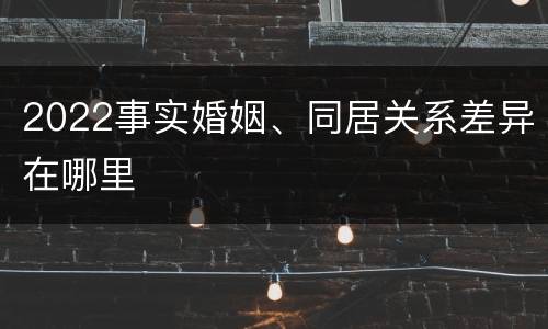 2022事实婚姻、同居关系差异在哪里