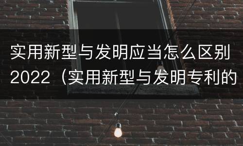 实用新型与发明应当怎么区别2022（实用新型与发明专利的区别有哪些）