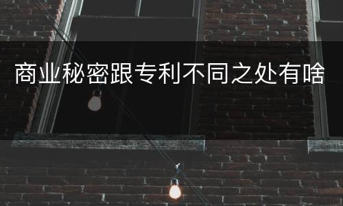 商业秘密跟专利不同之处有啥