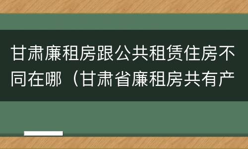 甘肃廉租房跟公共租赁住房不同在哪（甘肃省廉租房共有产权管理办法）