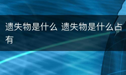 遗失物是什么 遗失物是什么占有