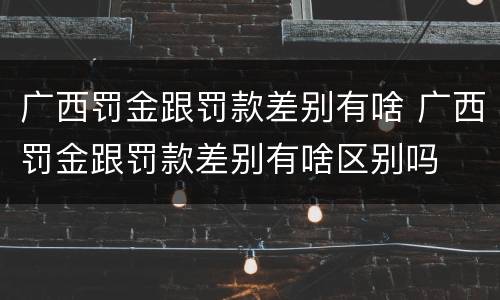 广西罚金跟罚款差别有啥 广西罚金跟罚款差别有啥区别吗