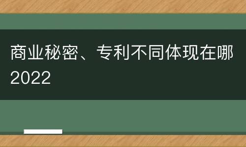 商业秘密、专利不同体现在哪2022