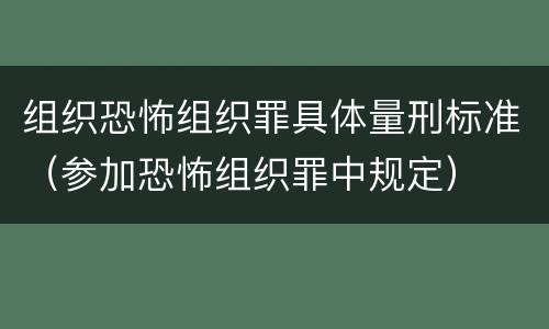 组织恐怖组织罪具体量刑标准（参加恐怖组织罪中规定）