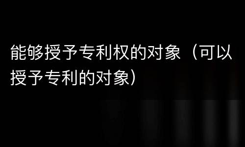 能够授予专利权的对象（可以授予专利的对象）