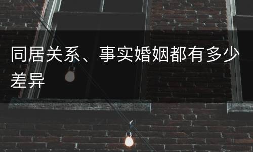 同居关系、事实婚姻都有多少差异