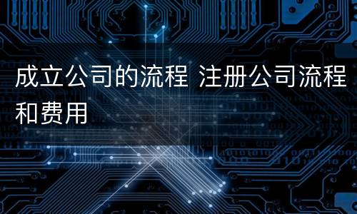 成立公司的流程 注册公司流程和费用