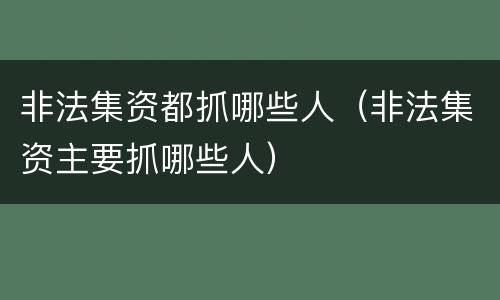 非法集资都抓哪些人（非法集资主要抓哪些人）