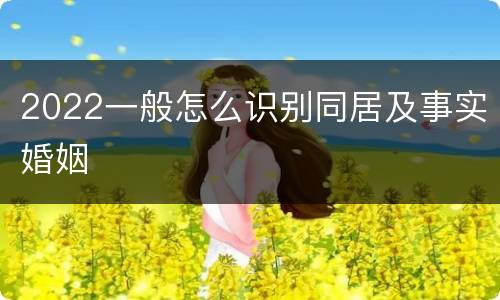 2022一般怎么识别同居及事实婚姻