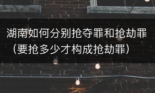 湖南如何分别抢夺罪和抢劫罪（要抢多少才构成抢劫罪）