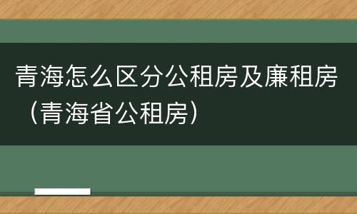 青海怎么区分公租房及廉租房（青海省公租房）