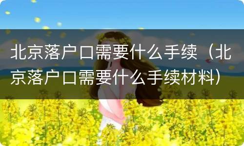 北京落户口需要什么手续（北京落户口需要什么手续材料）