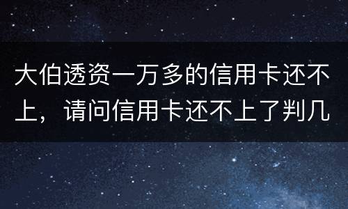 大伯透资一万多的信用卡还不上，请问信用卡还不上了判几年