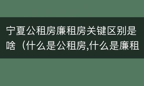 宁夏公租房廉租房关键区别是啥（什么是公租房,什么是廉租房）