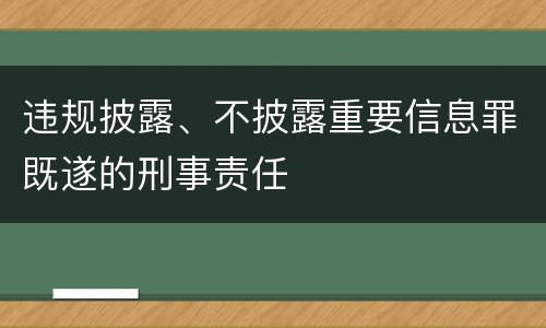 违规披露、不披露重要信息罪既遂的刑事责任