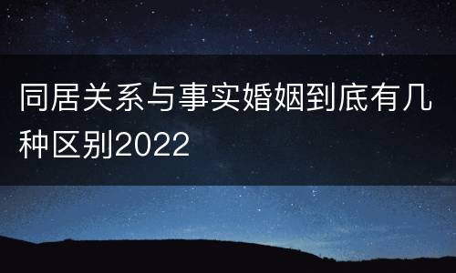 同居关系与事实婚姻到底有几种区别2022