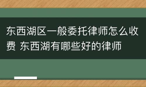 东西湖区一般委托律师怎么收费 东西湖有哪些好的律师