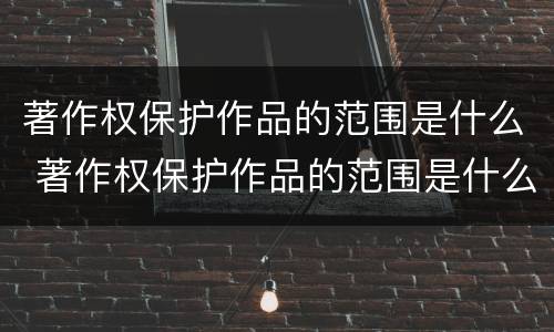 著作权保护作品的范围是什么 著作权保护作品的范围是什么意思