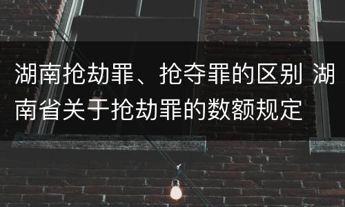 湖南抢劫罪、抢夺罪的区别 湖南省关于抢劫罪的数额规定