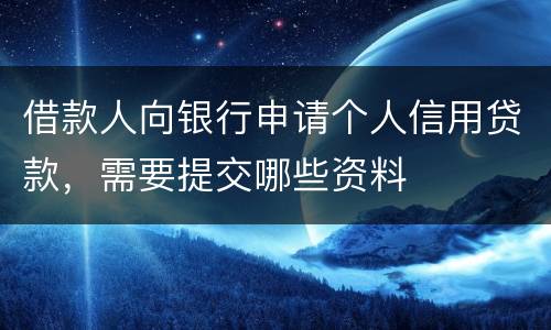 借款人向银行申请个人信用贷款，需要提交哪些资料