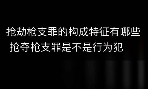 抢劫枪支罪的构成特征有哪些 抢夺枪支罪是不是行为犯