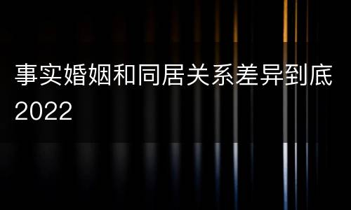 事实婚姻和同居关系差异到底2022