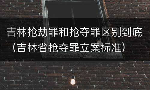 吉林抢劫罪和抢夺罪区别到底（吉林省抢夺罪立案标准）
