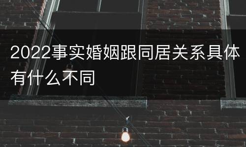 2022事实婚姻跟同居关系具体有什么不同