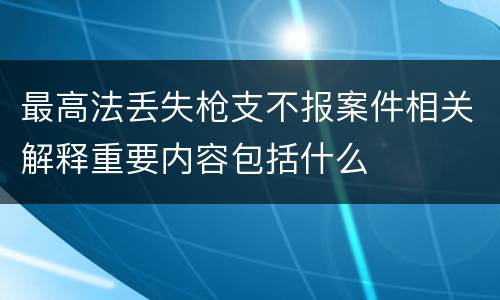 最高法丢失枪支不报案件相关解释重要内容包括什么