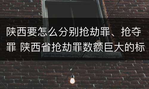 陕西要怎么分别抢劫罪、抢夺罪 陕西省抢劫罪数额巨大的标准