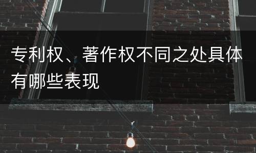 专利权、著作权不同之处具体有哪些表现