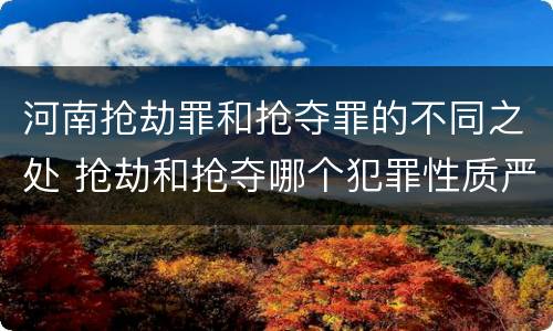 河南抢劫罪和抢夺罪的不同之处 抢劫和抢夺哪个犯罪性质严重