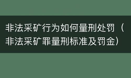 非法采矿行为如何量刑处罚（非法采矿罪量刑标准及罚金）