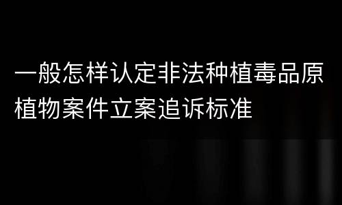 一般怎样认定非法种植毒品原植物案件立案追诉标准