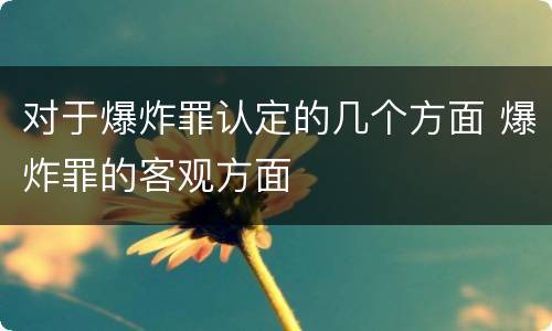 对于爆炸罪认定的几个方面 爆炸罪的客观方面