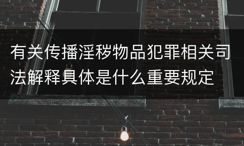 有关传播淫秽物品犯罪相关司法解释具体是什么重要规定