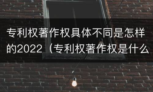 专利权著作权具体不同是怎样的2022（专利权著作权是什么意思）