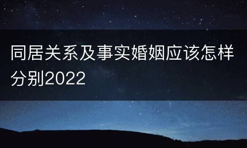 同居关系及事实婚姻应该怎样分别2022