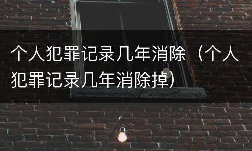 个人犯罪记录几年消除（个人犯罪记录几年消除掉）