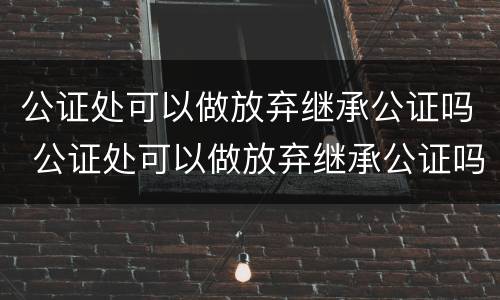 公证处可以做放弃继承公证吗 公证处可以做放弃继承公证吗