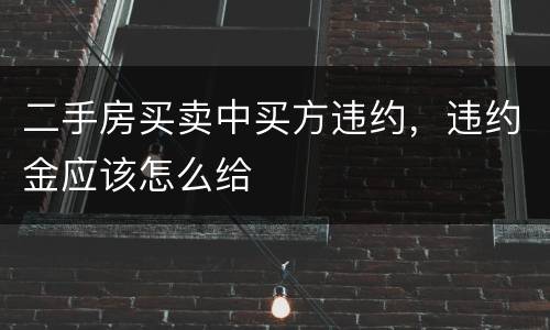 二手房买卖中买方违约，违约金应该怎么给
