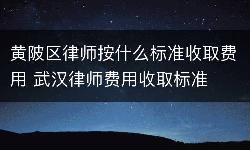 黄陂区律师按什么标准收取费用 武汉律师费用收取标准
