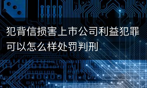 犯背信损害上市公司利益犯罪可以怎么样处罚判刑